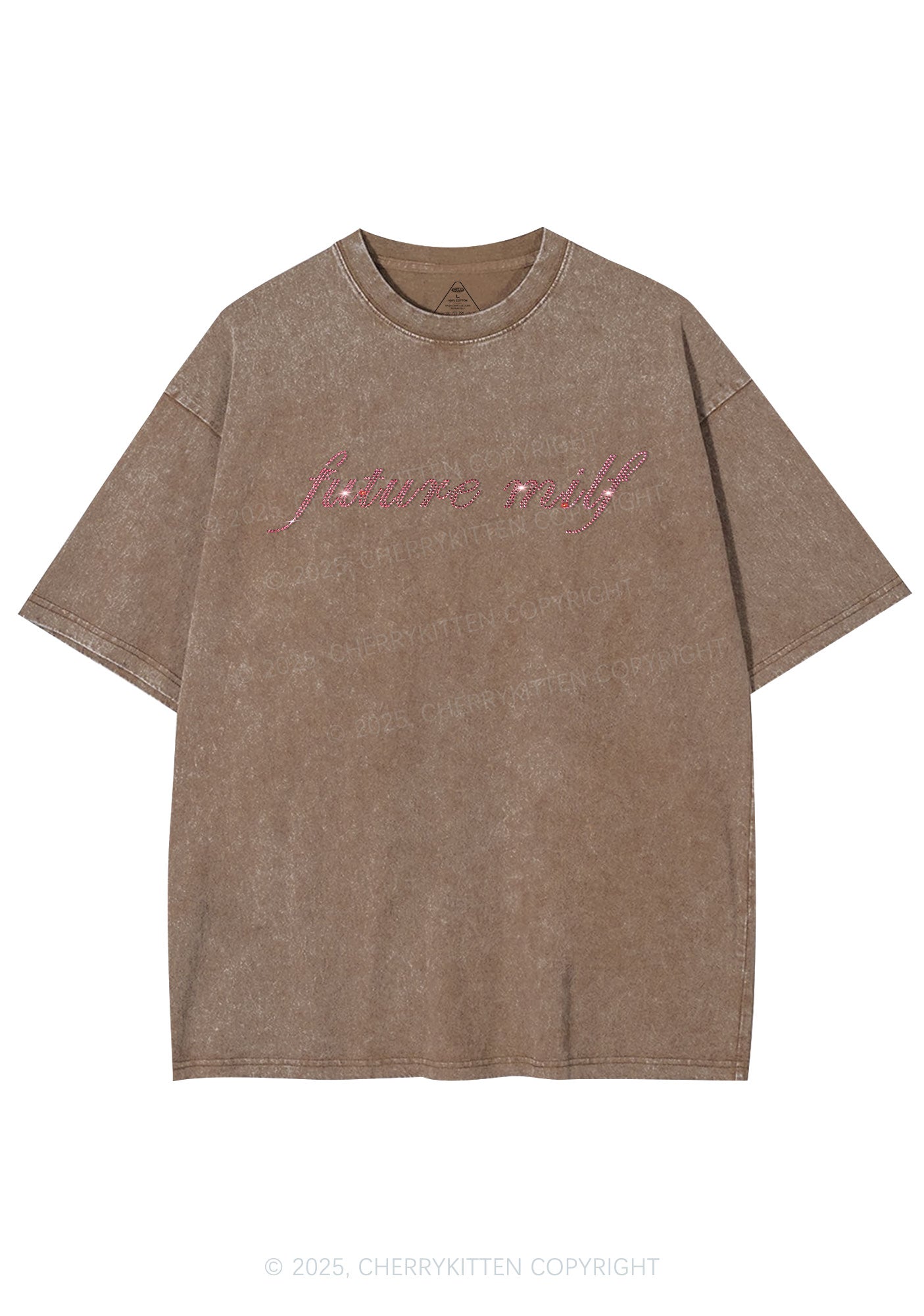 Rhinestone Pink Future Mxxf Y2K Shirts Washed Tee Cherrykitten