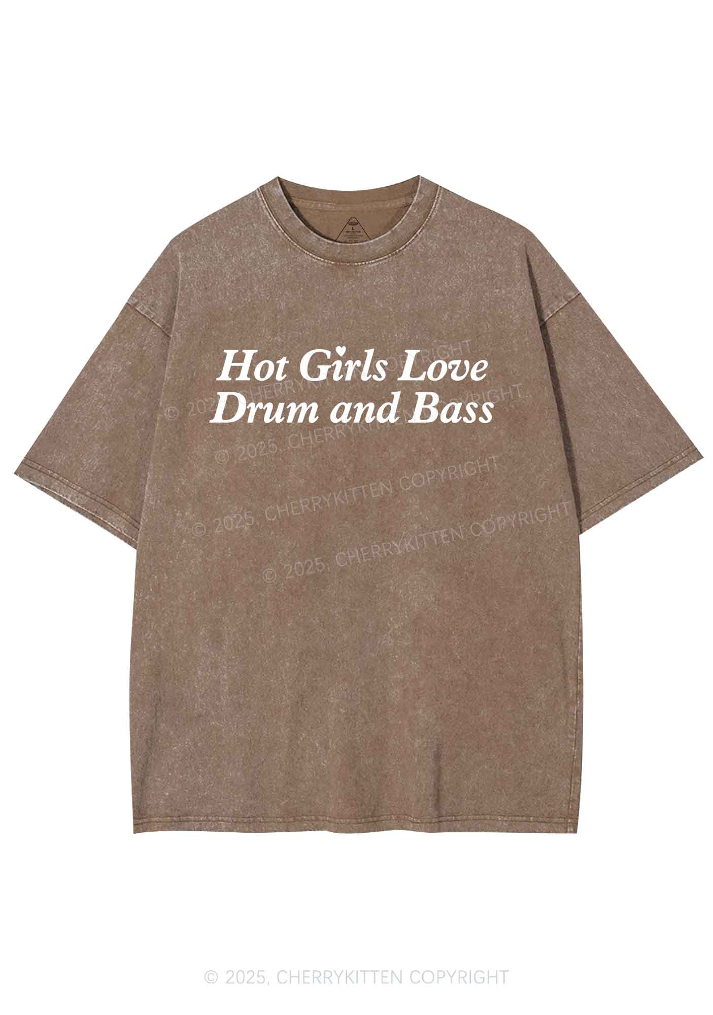 Hot Girls Love Drum And Bass Y2K Shirts Washed Tee Cherrykitten