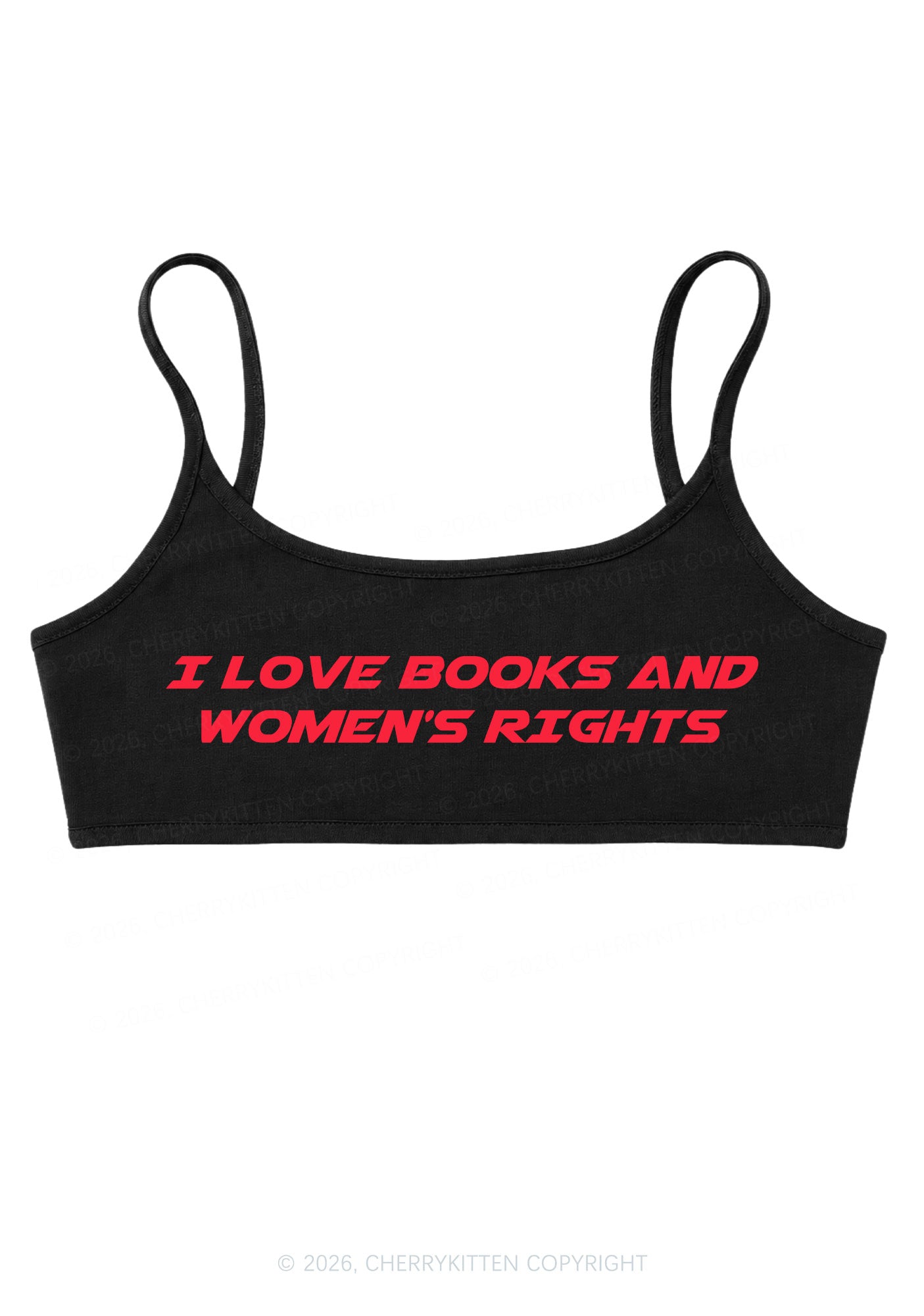 I Love Books And Womens Rights Y2K Super Crop Cami Cherrykitten