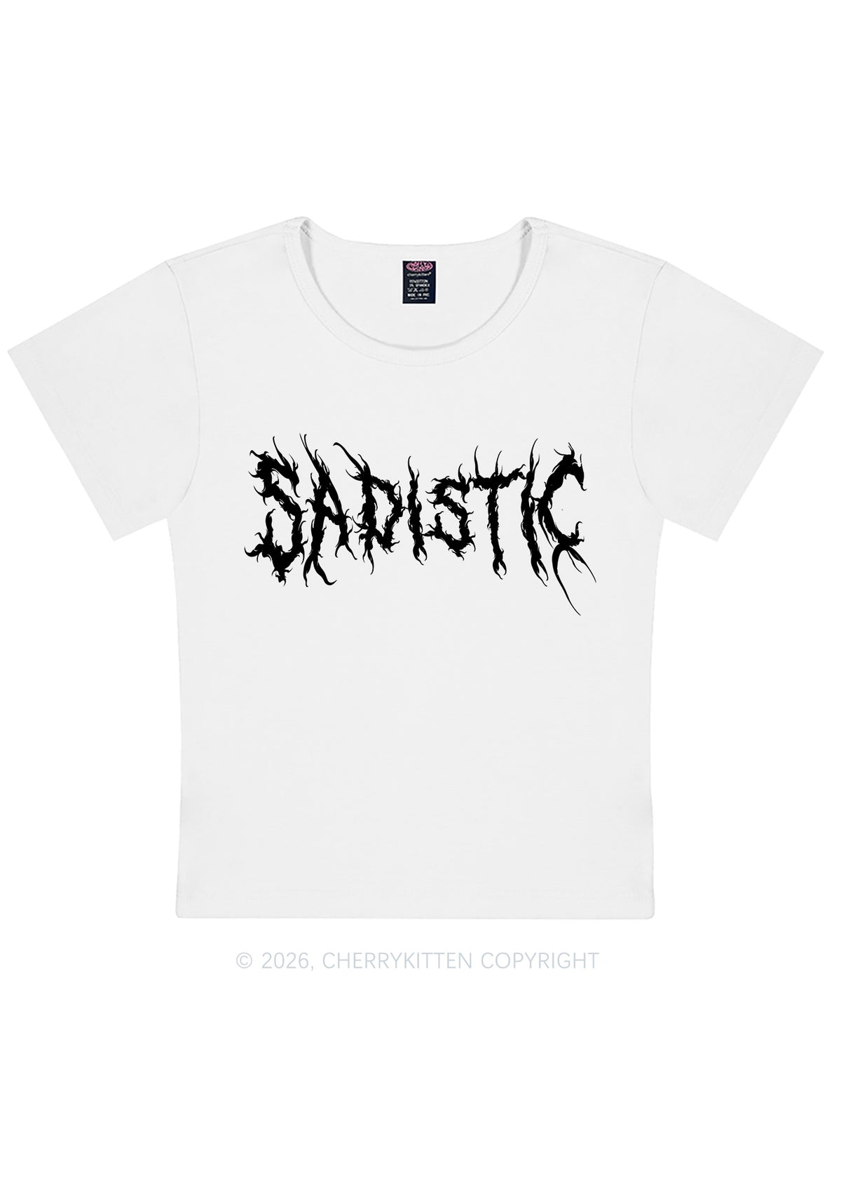 Sapistic Skull Y2K Baby Tee Cherrykitten