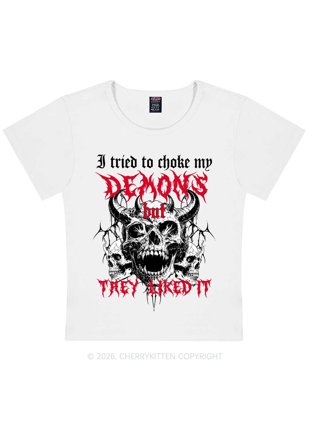 Halloween Choke My Demons Y2K Baby Tee Cherrykitten