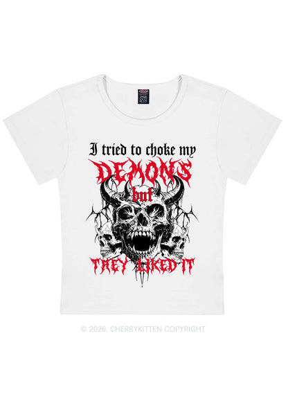 Halloween Choke My Demons Y2K Baby Tee Cherrykitten