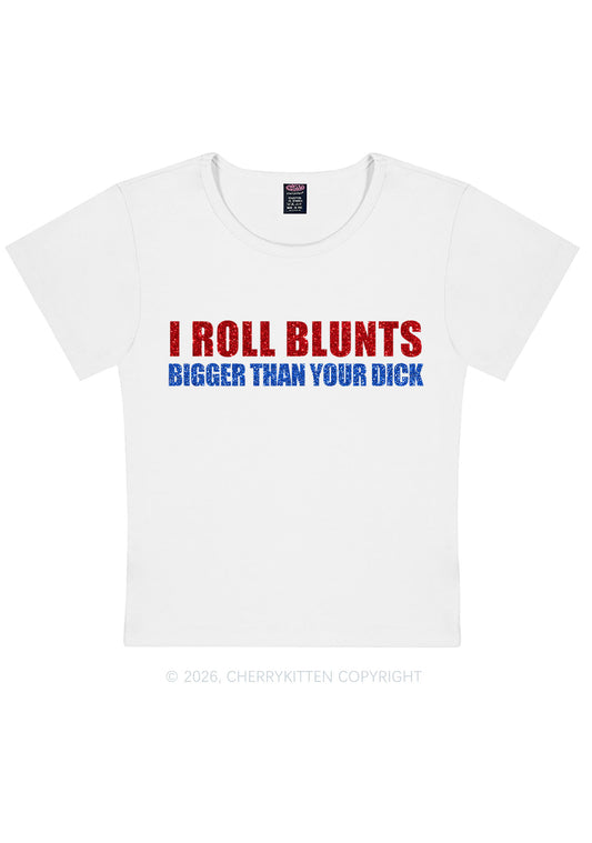 Glitter I Roll Blunts Y2K Baby Tee Cherrykitten
