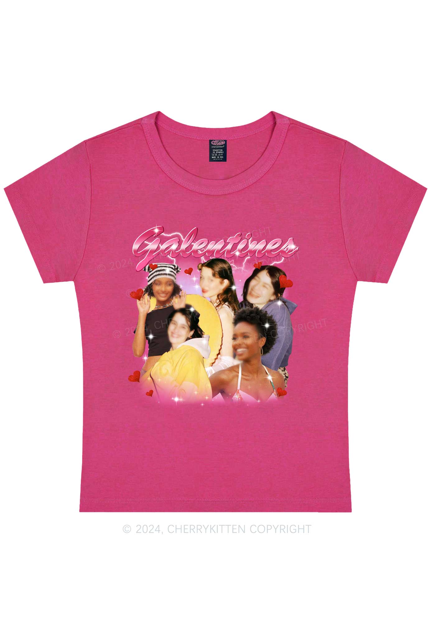 Galentines Custom Portrait Y2K Valentine's Day Baby Tee Cherrykitten