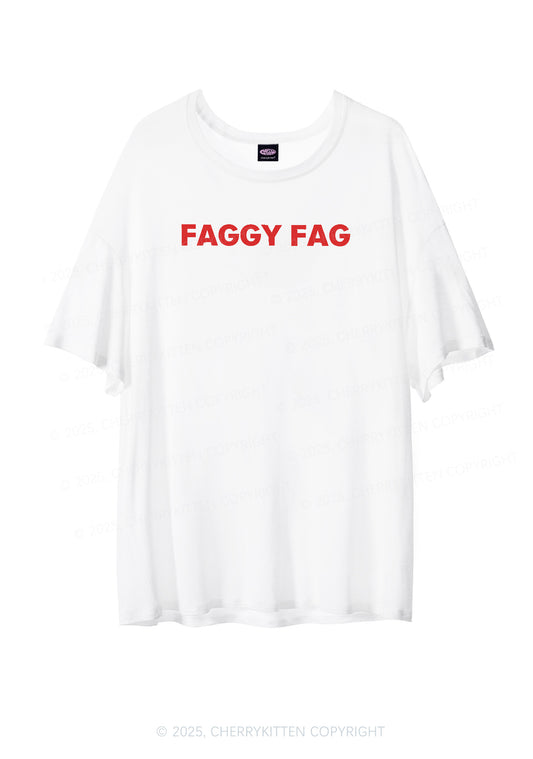 Faggy Fag Pride Y2K Sheer Boyfriend Tee Cherrykitten