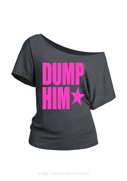 Dump Him Y2K Off Shoulder Tee Cherrykitten