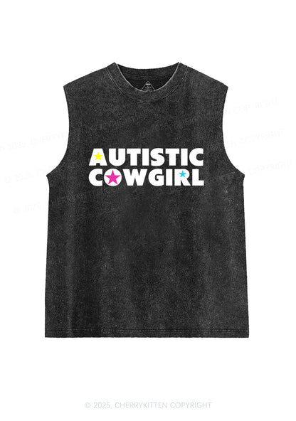 Autistic Cowgirl Y2K Washed Muscle Tank Cherrykitten