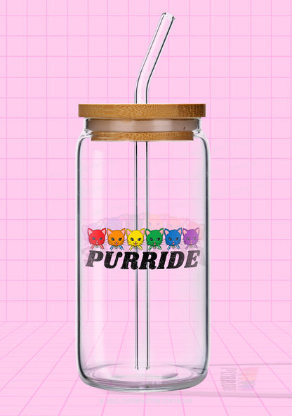 Purride Cat Pride Y2K Printed Glass Cup Cherrykitte