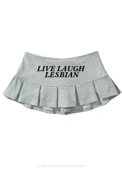 Live Laugh Lesbian Pride Y2K Mini Pleated Skirts Cherrykitten