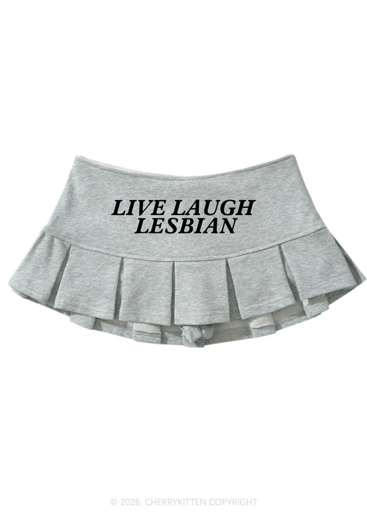 Live Laugh Lesbian Pride Y2K Mini Pleated Skirts Cherrykitten