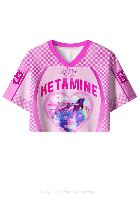 Pink Dolphin Heart Y2K Crop Sport Jersey Shirts Cherrykitten