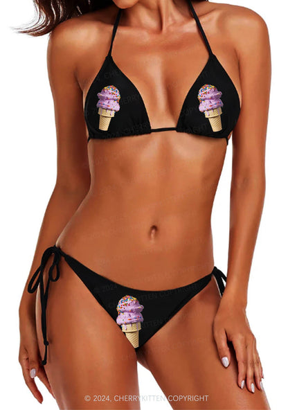 Candy Ice Cream Y2K Halter Triangle Bikini Set Cherrykitten