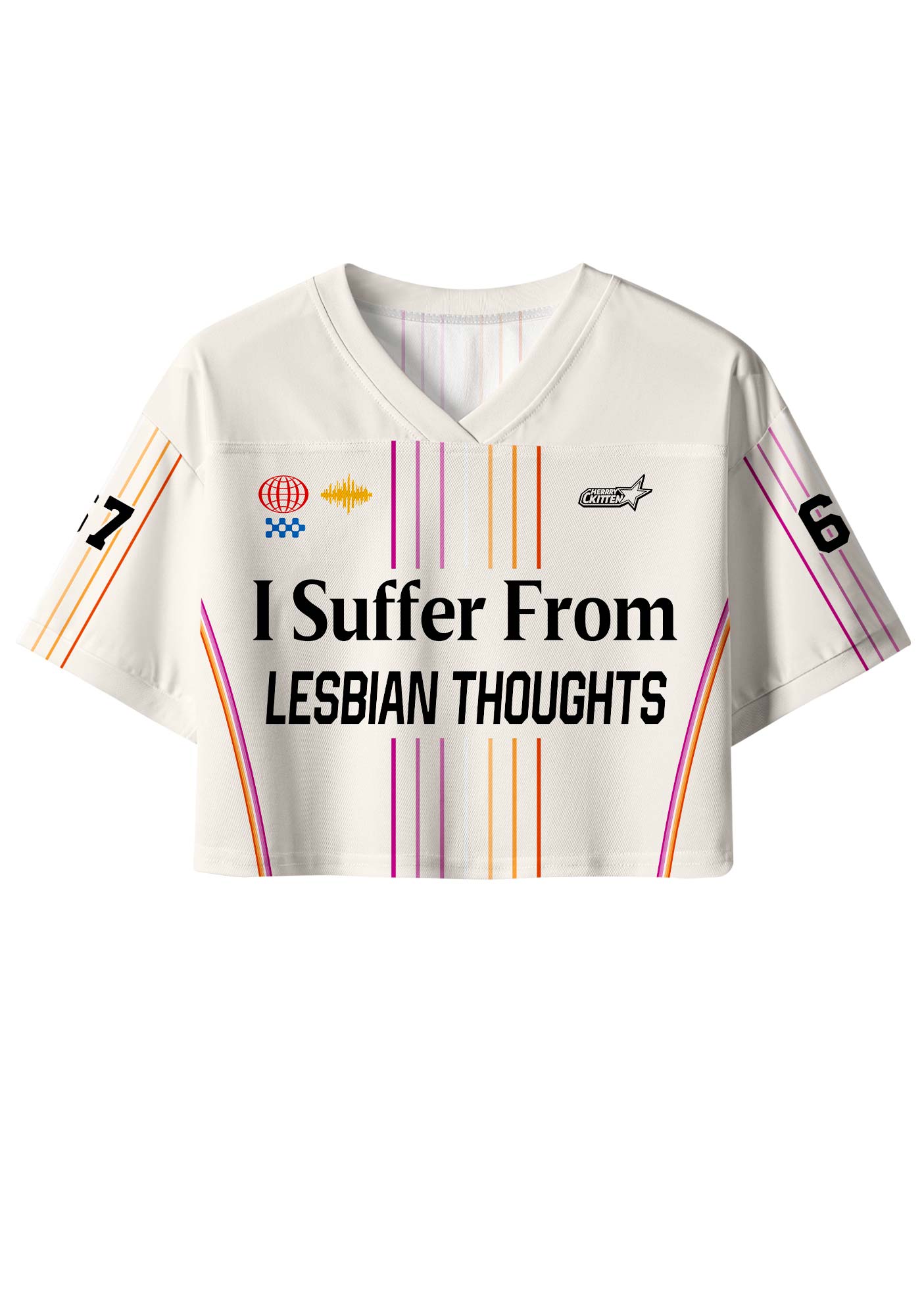 I Suffer From Lesbian Thoughts Pride Y2K Crop Sport Jersey Shirts Cherrykitten