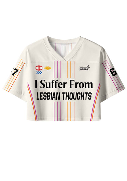 I Suffer From Lesbian Thoughts Pride Y2K Crop Sport Jersey Shirts Cherrykitten