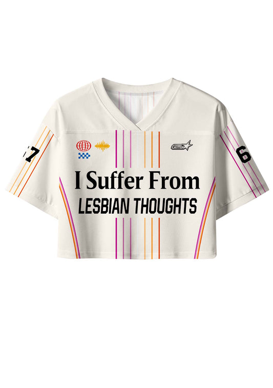 I Suffer From Lesbian Thoughts Pride Y2K Crop Sport Jersey Shirts Cherrykitten
