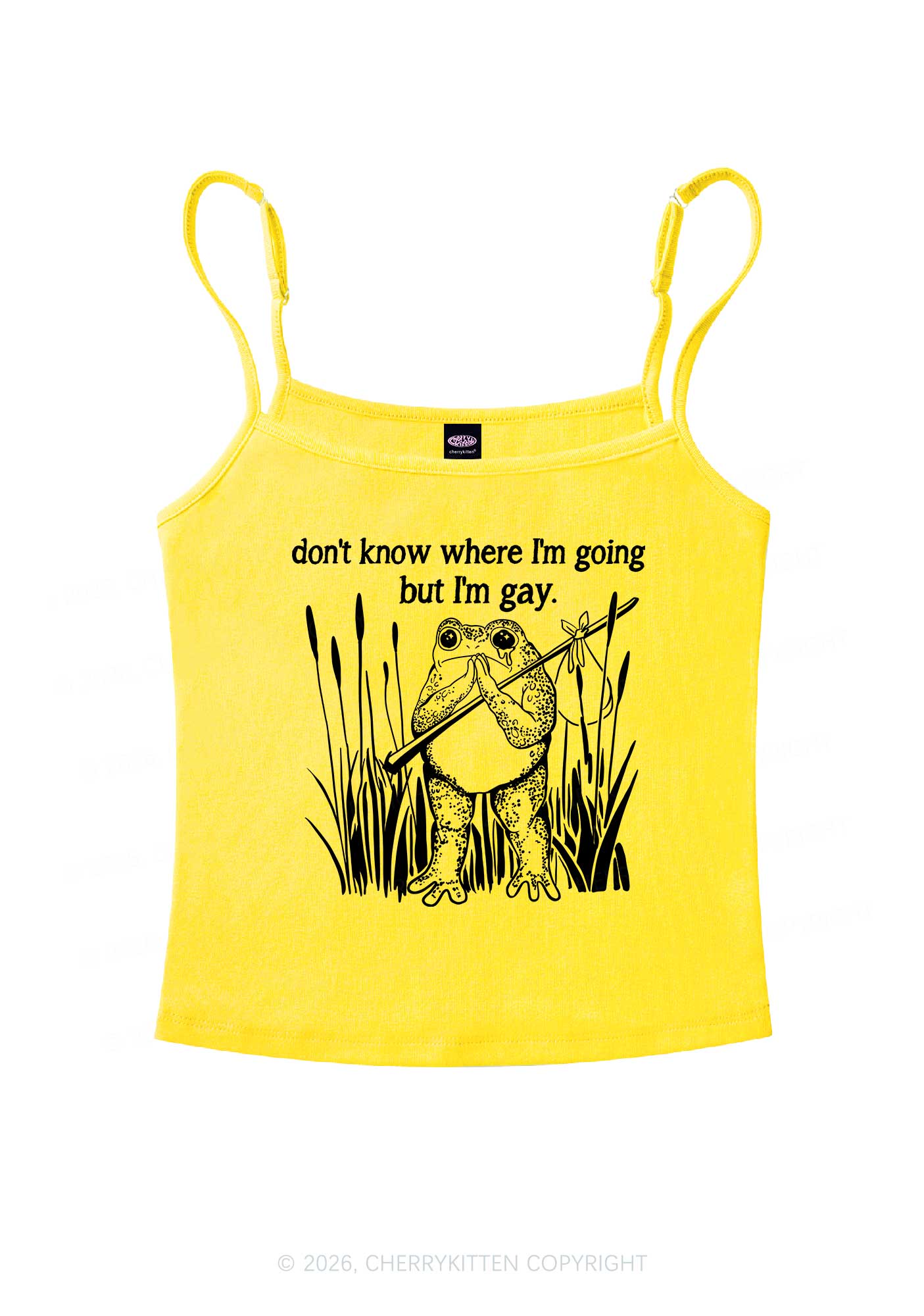 But I Am Gay Frog Pride Y2K Spaghetti Strap Cami Cherrykitten