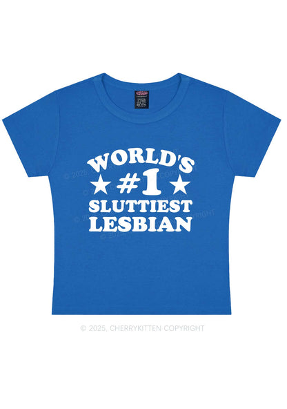 Worlds First Slxttiest Lesbian Pride Y2K Baby Tee Cherrykitten