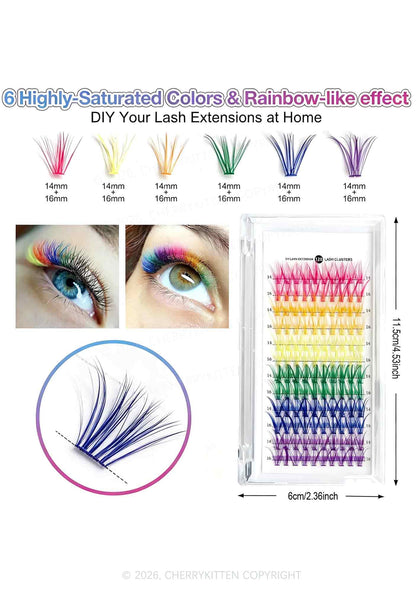DIY Rainbow Lash Clusters 120pcs Y2K Individual Eyeslash Extensions Cherrykitten