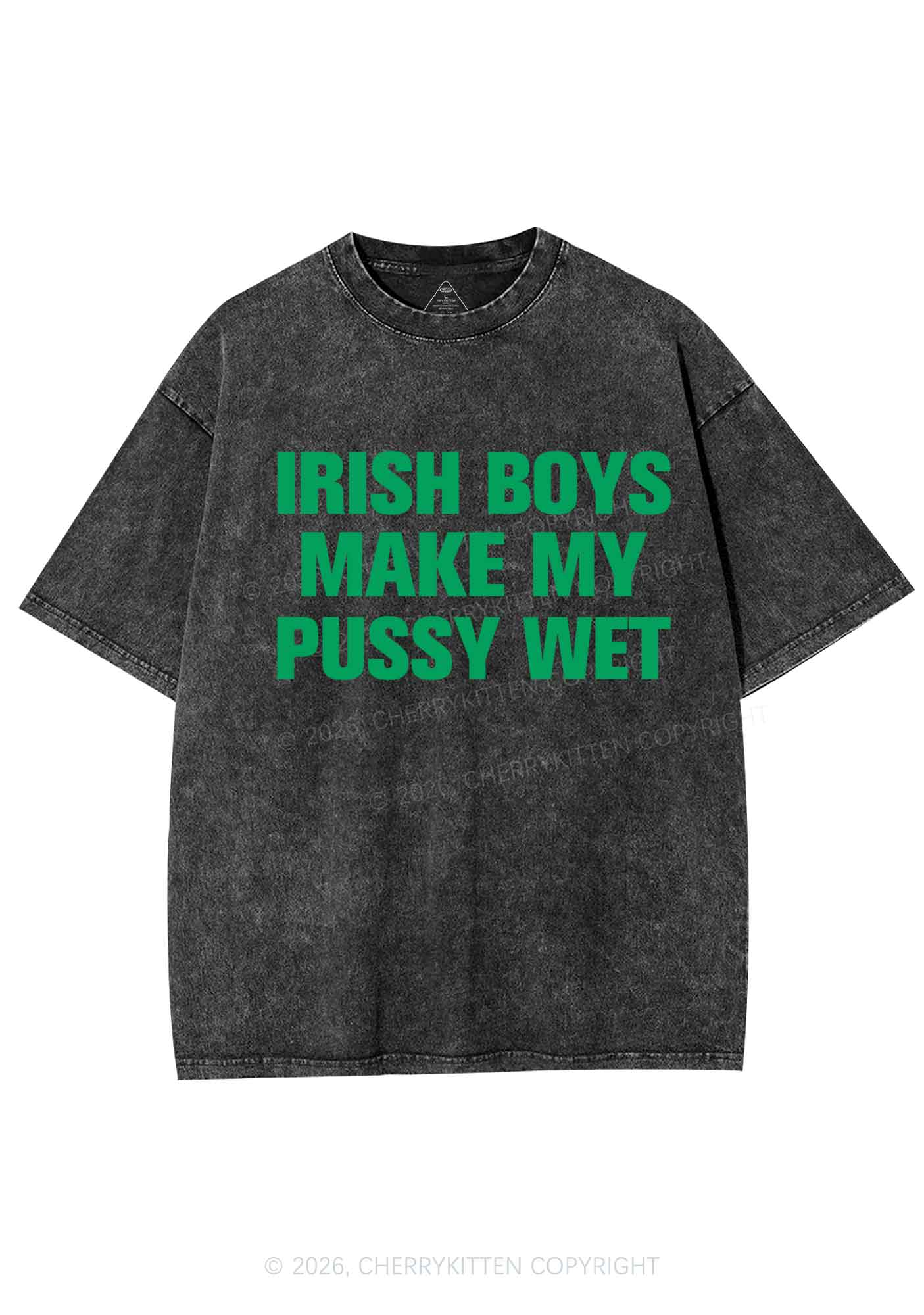 Irish Boys Make My Puxxy Wet St Patricks Y2K Shirts Washed Tee Cherrykitten