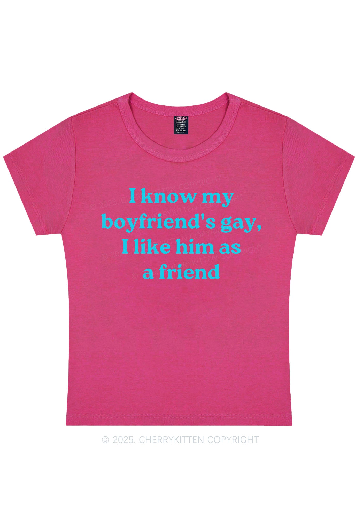 I Know My BF Is Gay Pride Y2K Baby Tee Cherrykitten