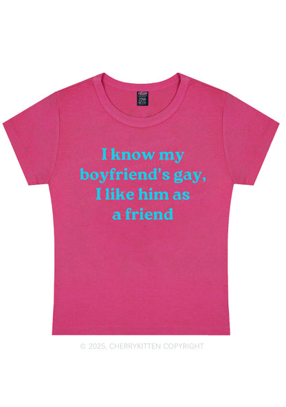 I Know My BF Is Gay Pride Y2K Baby Tee Cherrykitten