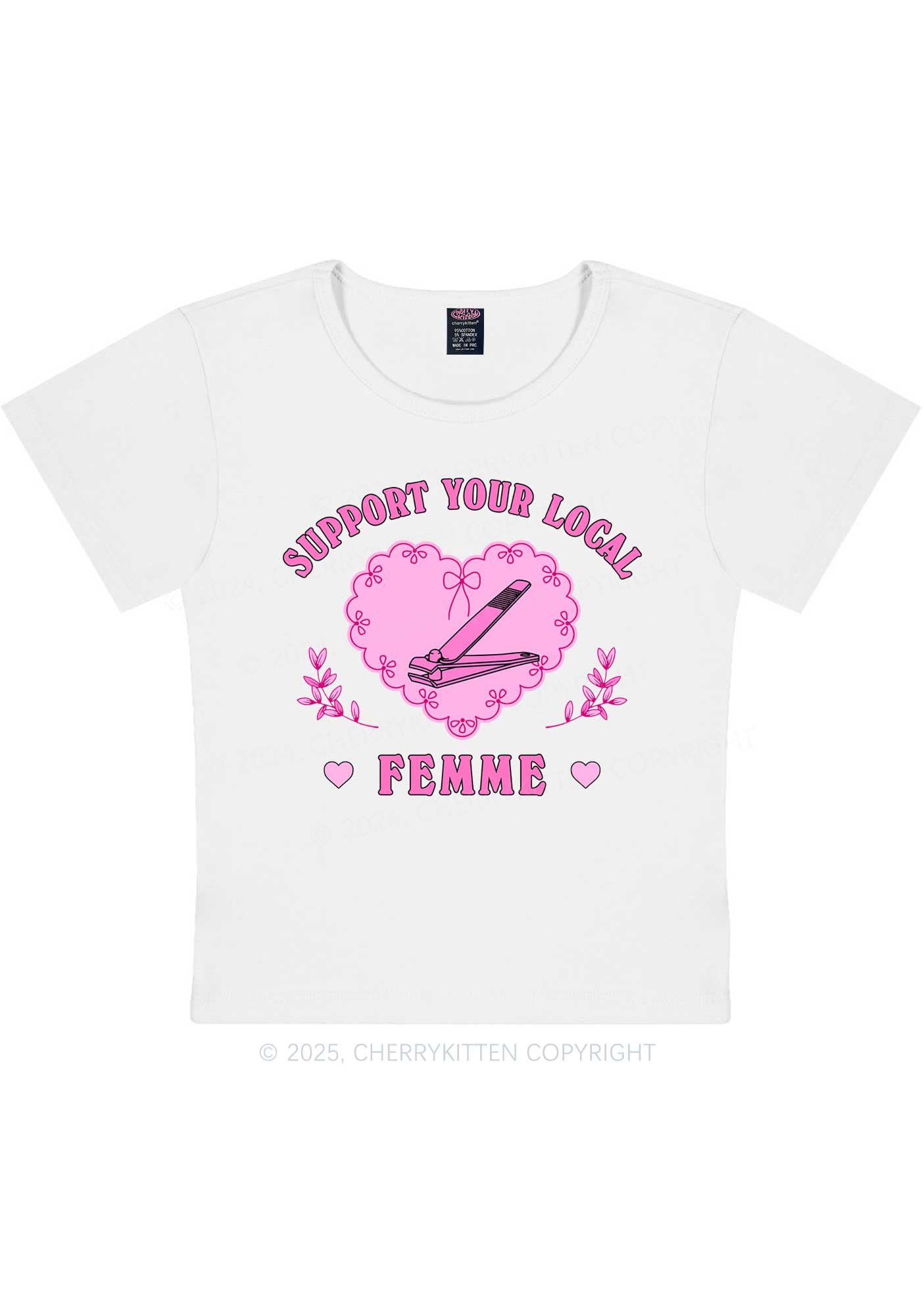 Support Your Local Femme Y2K Baby Tee Cherrykitten