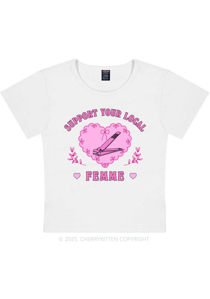 Support Your Local Femme Y2K Baby Tee Cherrykitten