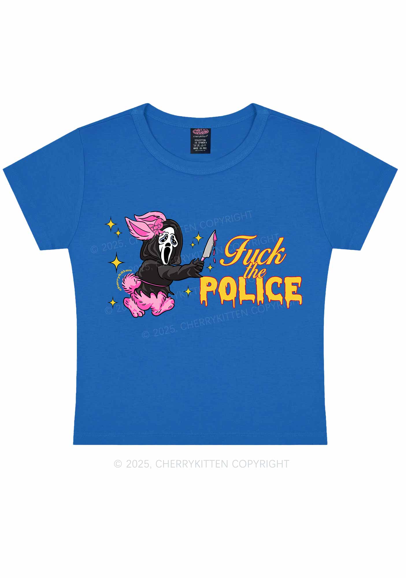 Halloween Fxxk The Police Y2K Baby Tee Cherrykitten