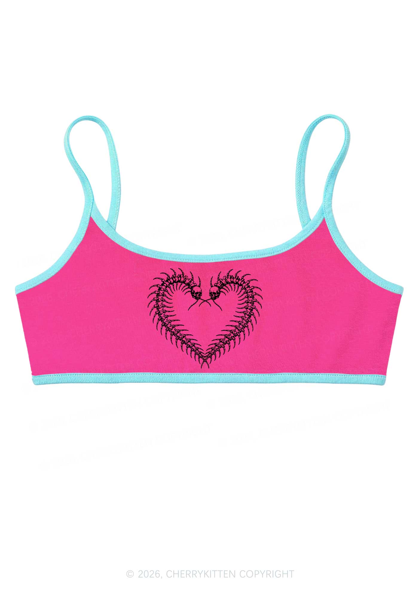 Halloween Centipede Heart Shape Y2K Super Crop Cami Cherrykitten