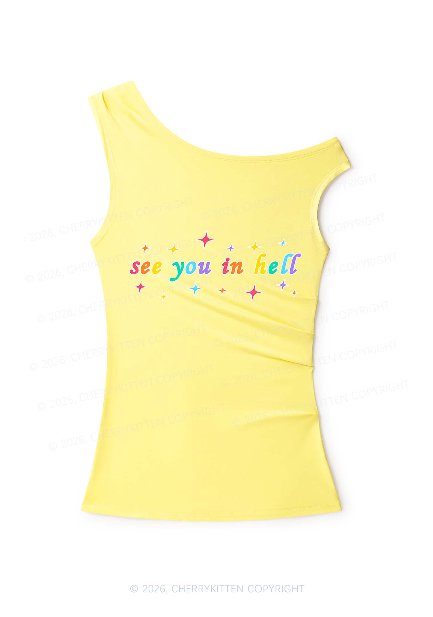 See You In Hell Pride Y2K Off Shoulder Tank Top Cherrykitten
