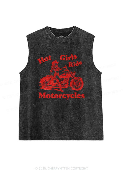 Hot Girls Ride Motorcycles Y2K Washed Muscle Tank Cherrykitten