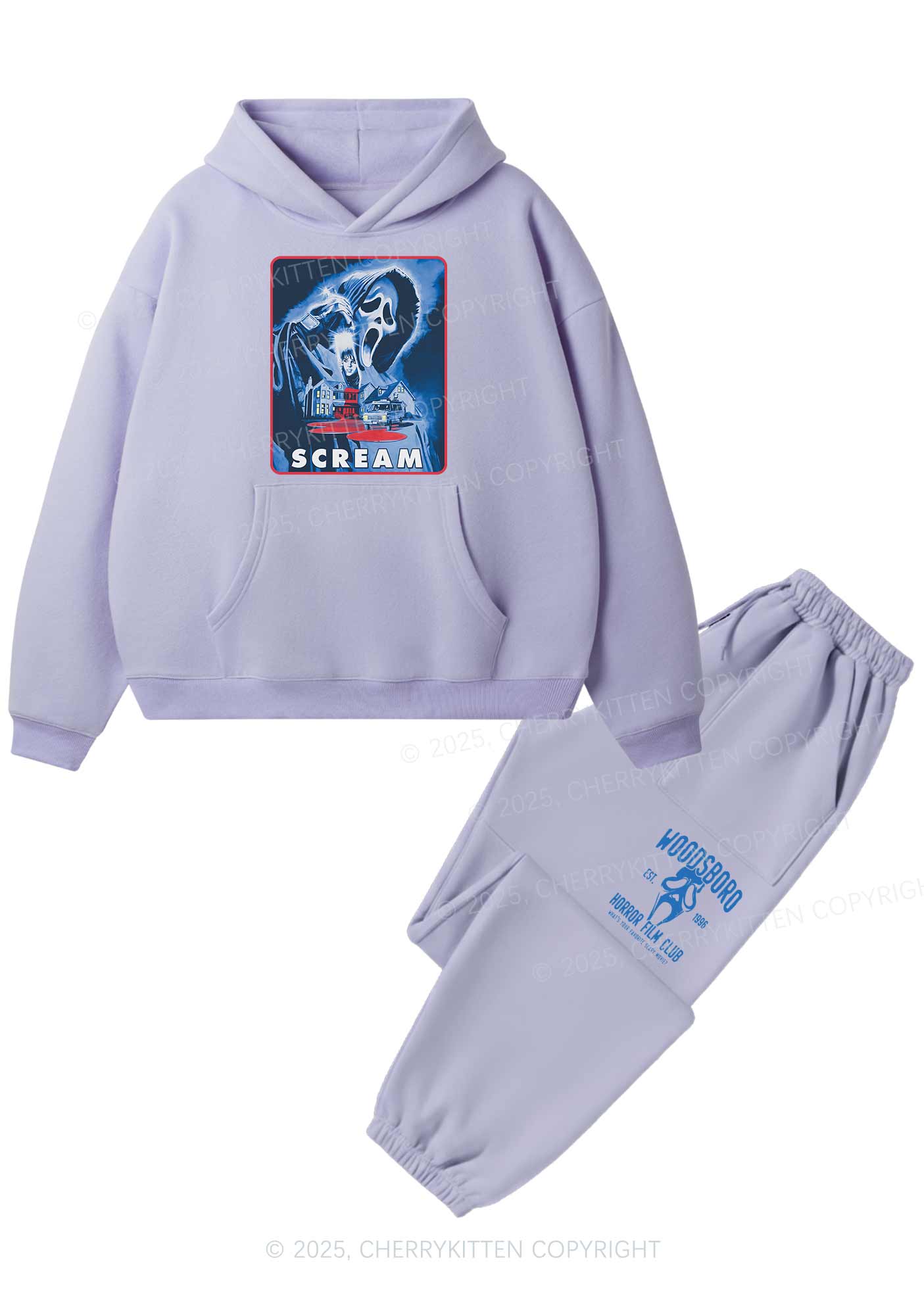 Halloween Scream Y2K Fleece Hoodie Set Cherrykitten