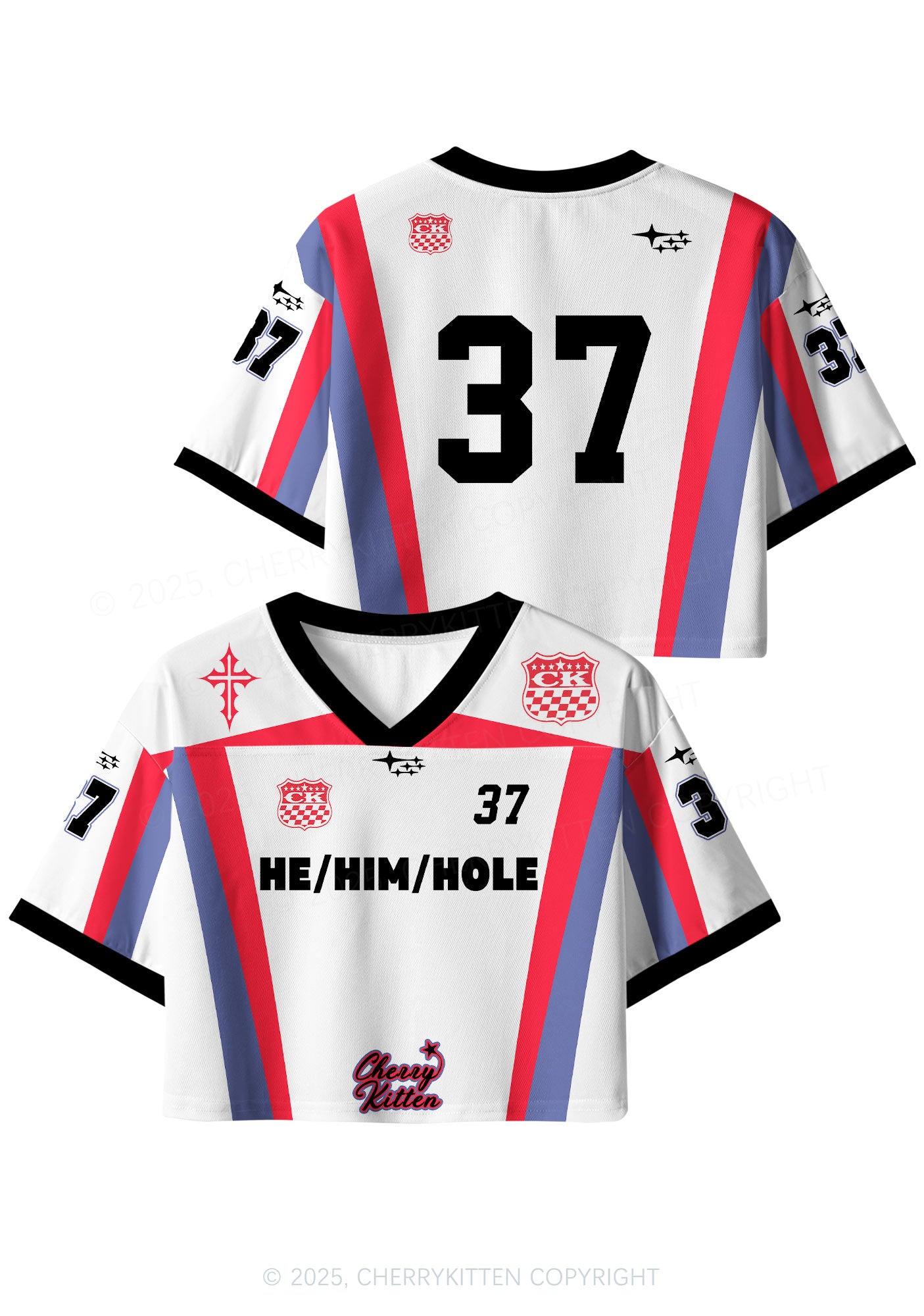 Custom White He Him Hole Pride Y2K Crop Sport Jersey Shirts Cherrykitten
