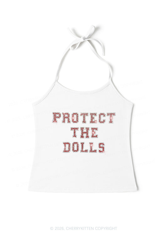 Rhinestone Protect The Dolls Pride Y2K Halter Neck Cami Cherrykitten