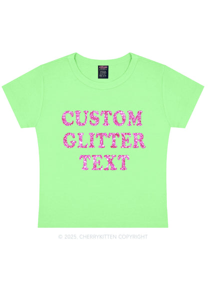 Custom Text Glitter Y2K Baby Tee Cherrykitten