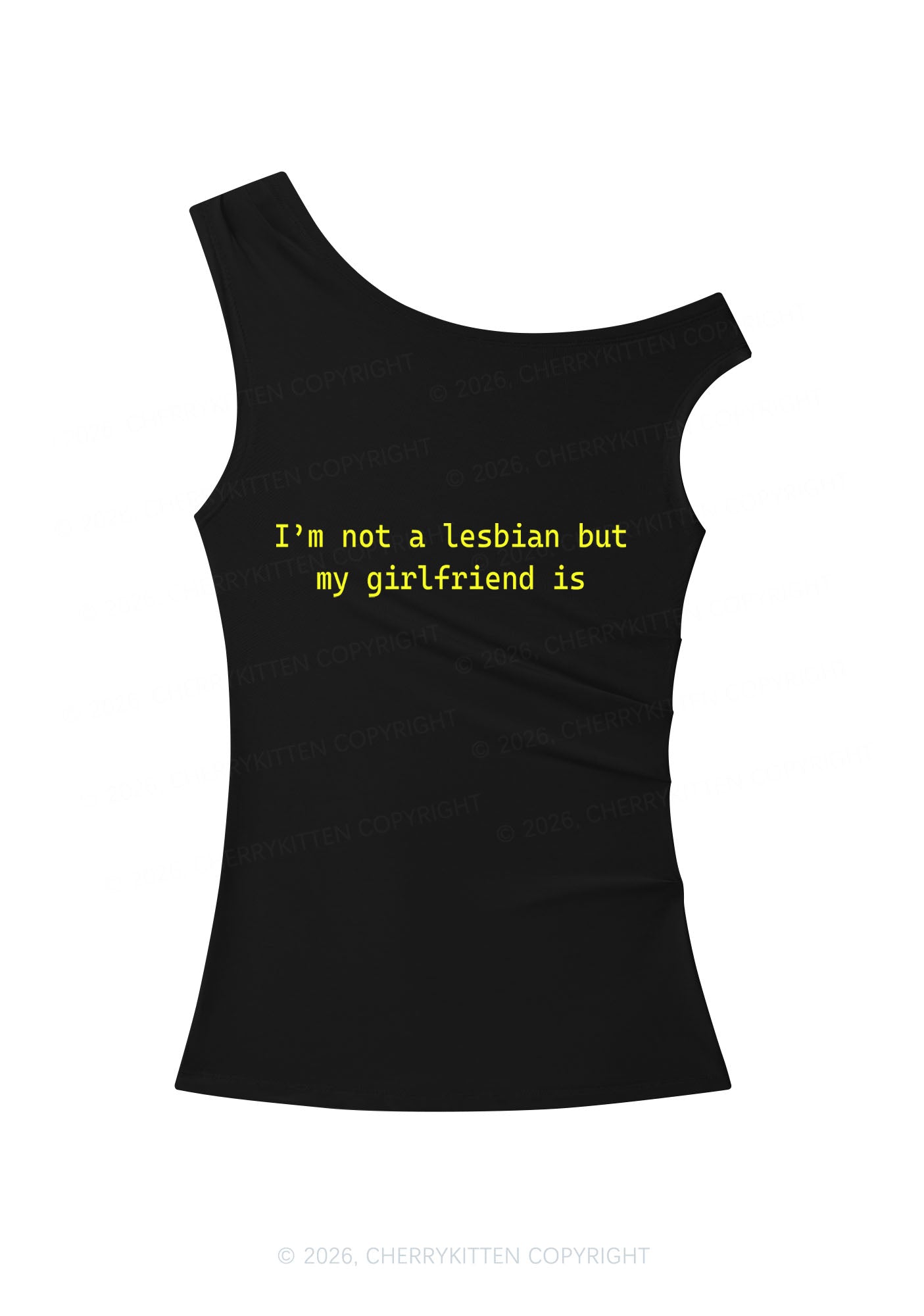 My Girlfriend Is Lesbian Pride Y2K Off Shoulder Tank Top Cherrykitten