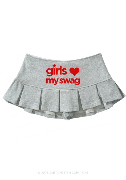 Girls Love My Swag Pride Y2K Mini Pleated Skirts Cherrykitten
