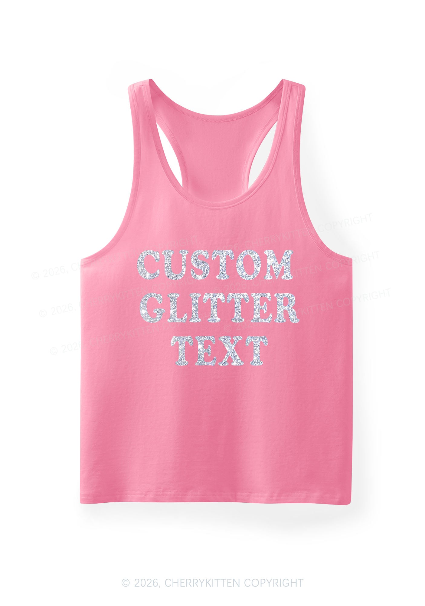 Custom Text Glitter Y2K Men Racerback Tank Top Cherrykitten