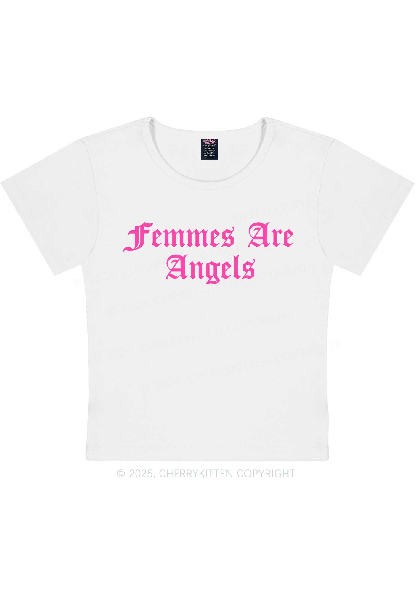 Femmes Are Angels Y2K Baby Tee Cherrykitten