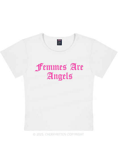 Femmes Are Angels Y2K Baby Tee Cherrykitten