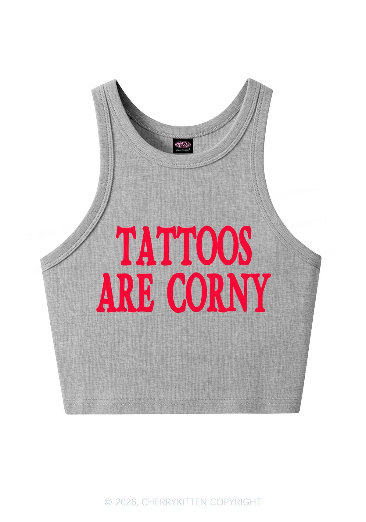 Tattoos Are Corny Y2K Crop Tank Top Cherrykitten