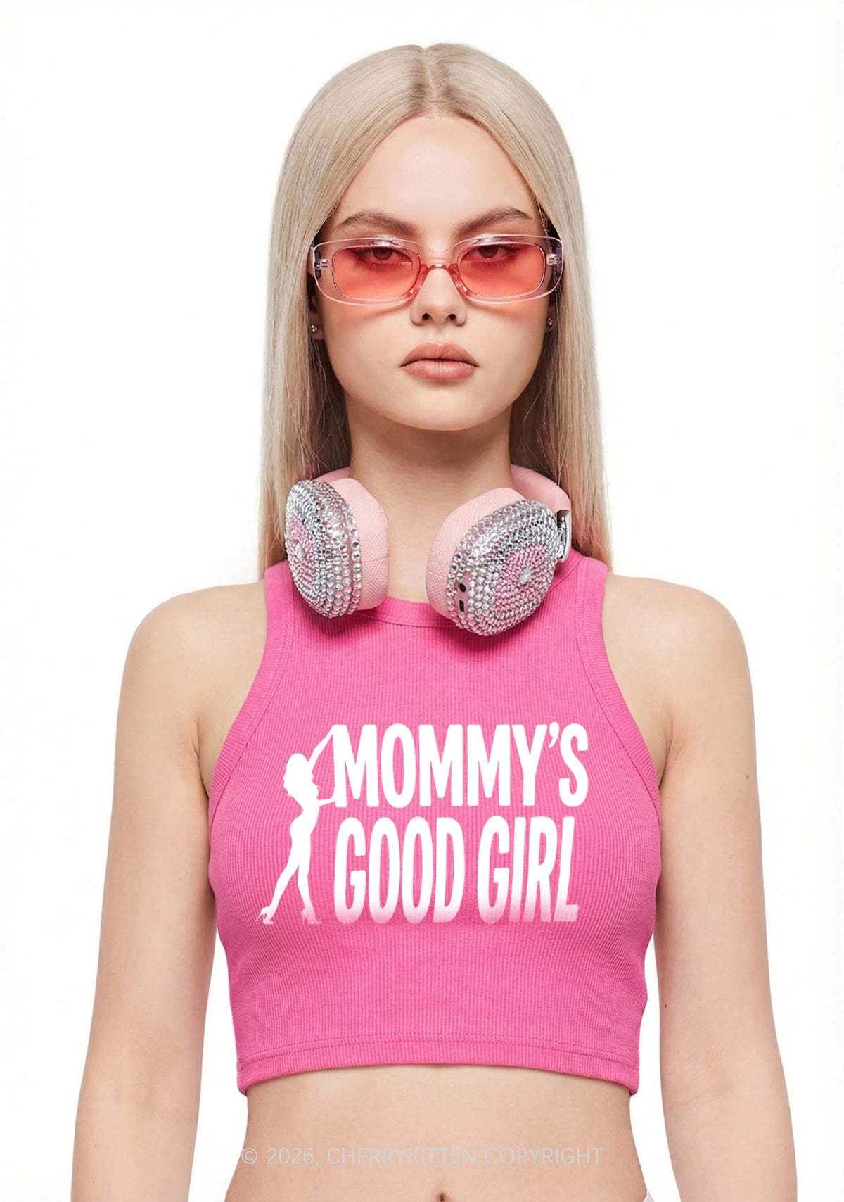 Mommys Good Girl Y2K Crop Tank Top Cherrykitten