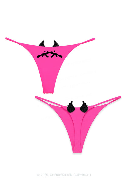 Crossed Weapon Silhouette Y2K Goth Angel Wings Bikini String Thong Cherrykitten