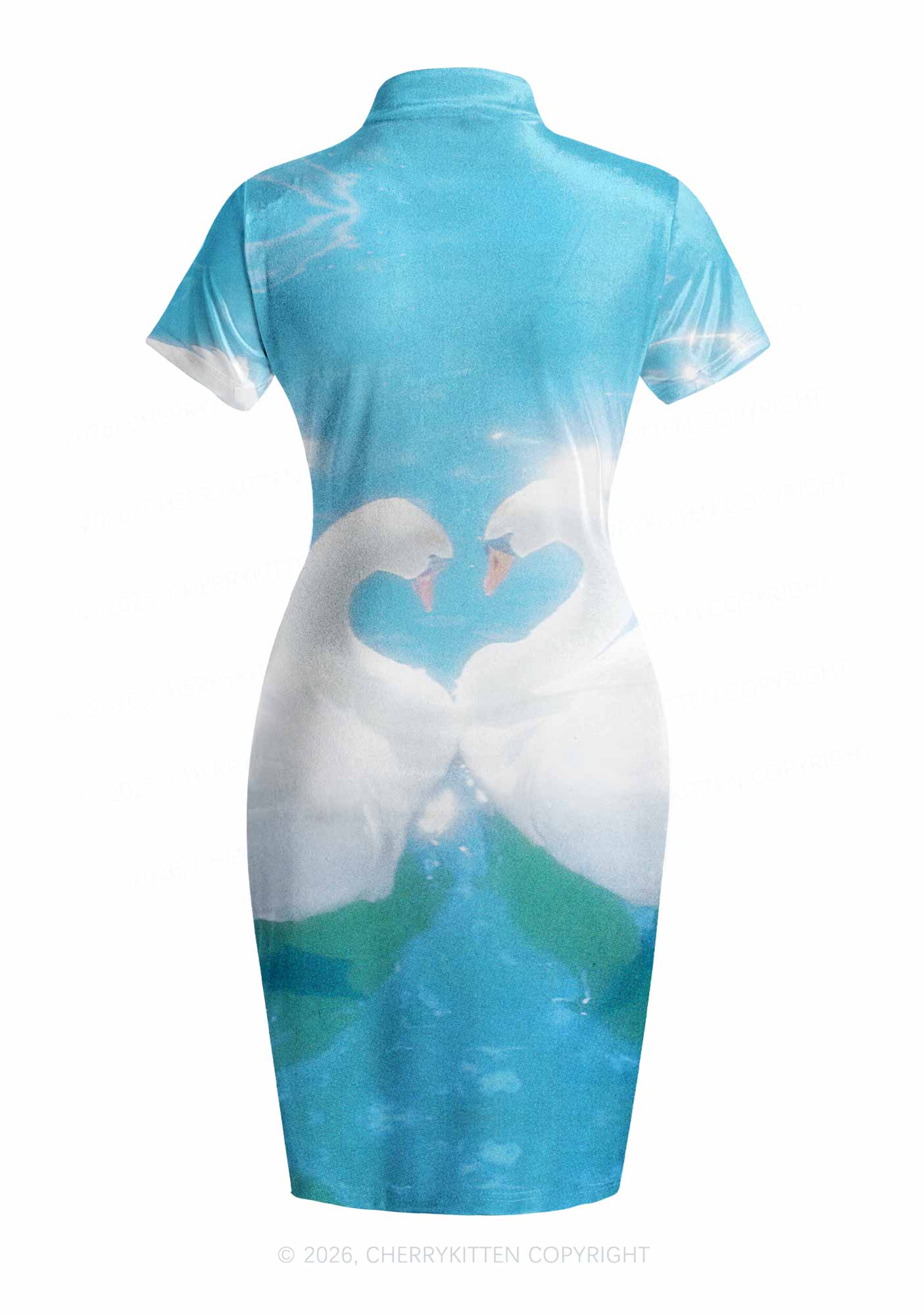 Swan Lovers Y2K Cheongsam Mini Dress Cherrykitten
