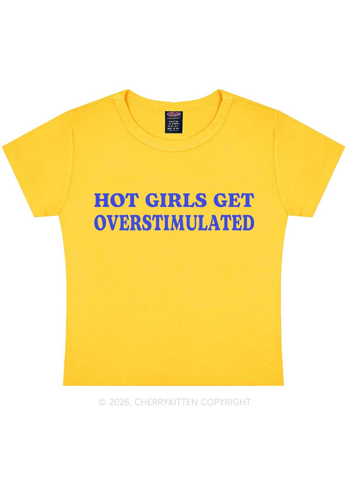 Hot Girls Get Overstimulated Y2K Baby Tee Cherrykitten