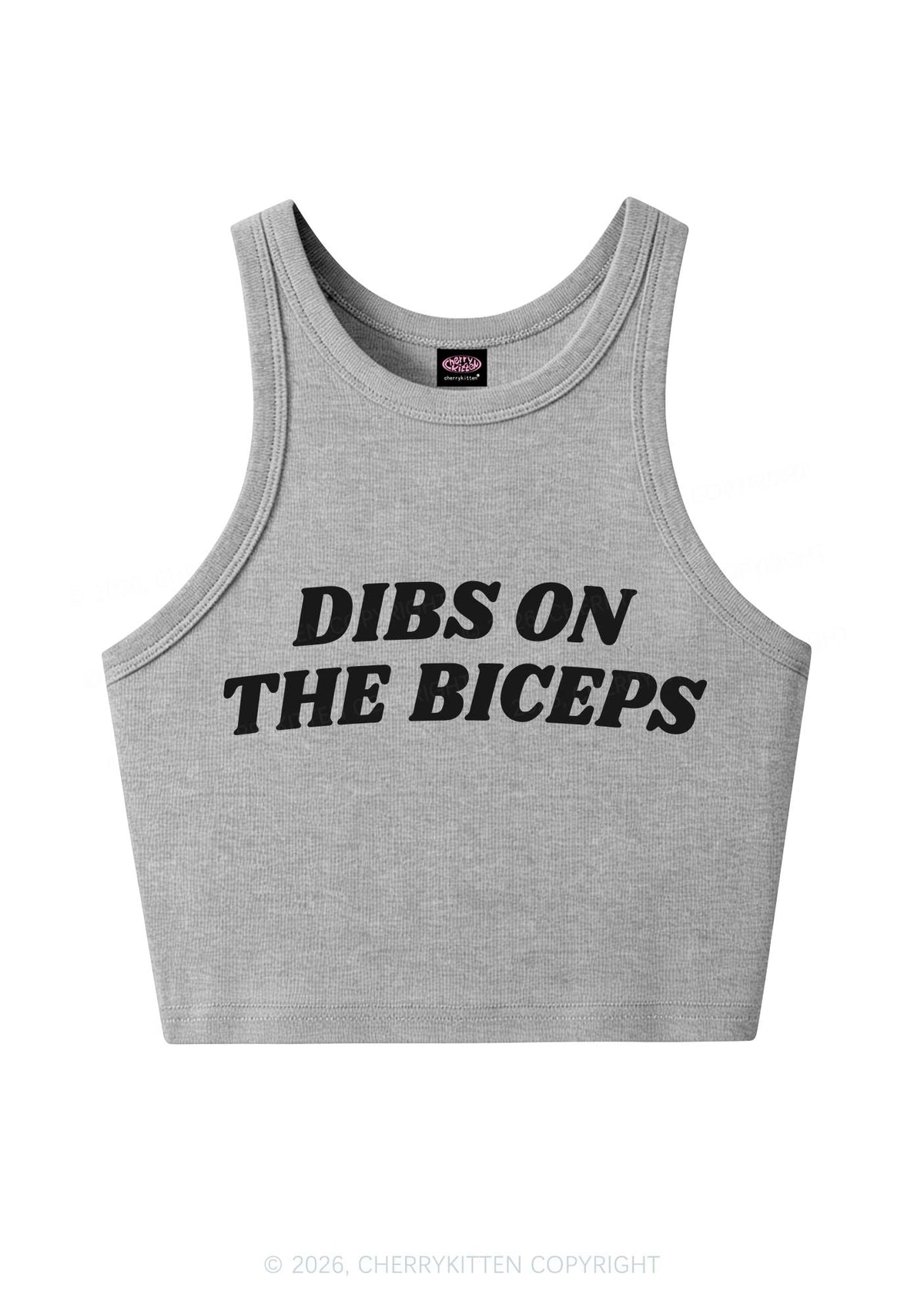 Dibs On The Biceps Y2K Crop Tank Top Cherrykitten