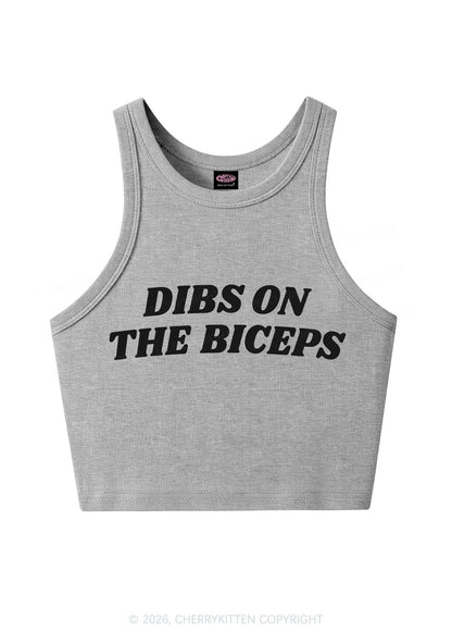 Dibs On The Biceps Y2K Crop Tank Top Cherrykitten