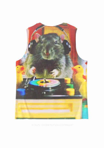 DJ Rat Duck Y2K Mesh Muscle Tank Cherrykitten
