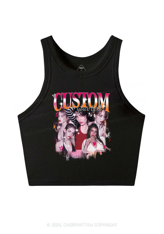 Custom Lesbian Text Pride Y2K Crop Tank Top Cherrykitten