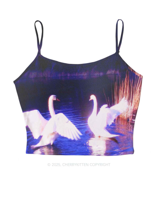 Swans on Water Y2K Mesh Cami Tank Cherrykitten
